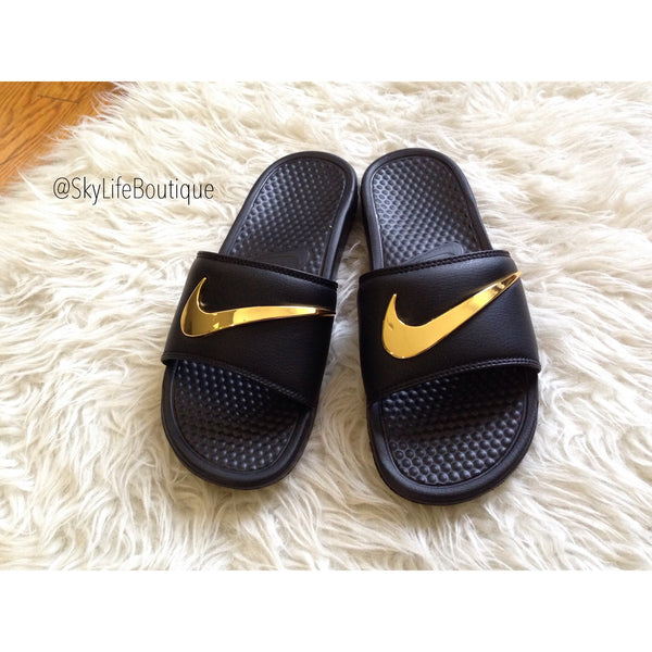Nike Benassi Swoosh Golden Check Slides - Pre Order
