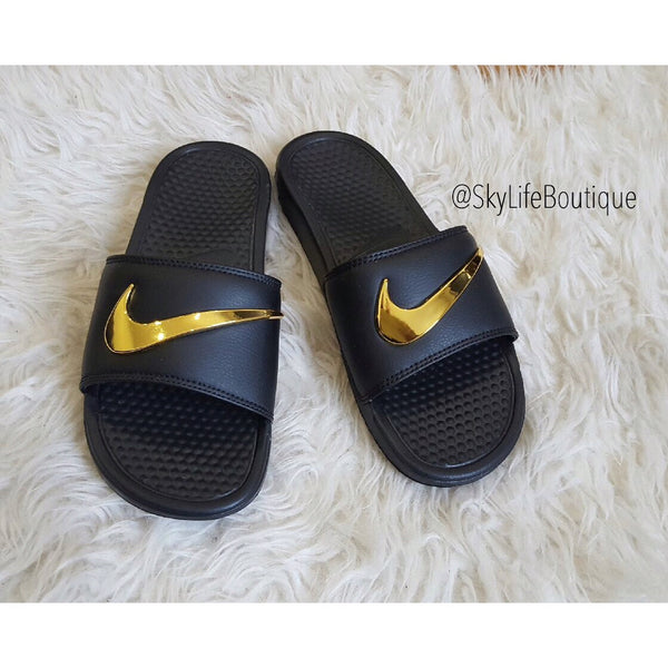 Nike Benassi Swoosh Golden Check Slides - Pre Order