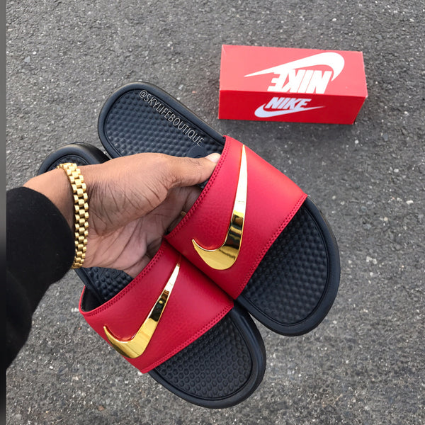 Nike Benassi Swoosh Ironman Golden Check Slides - Pre Order