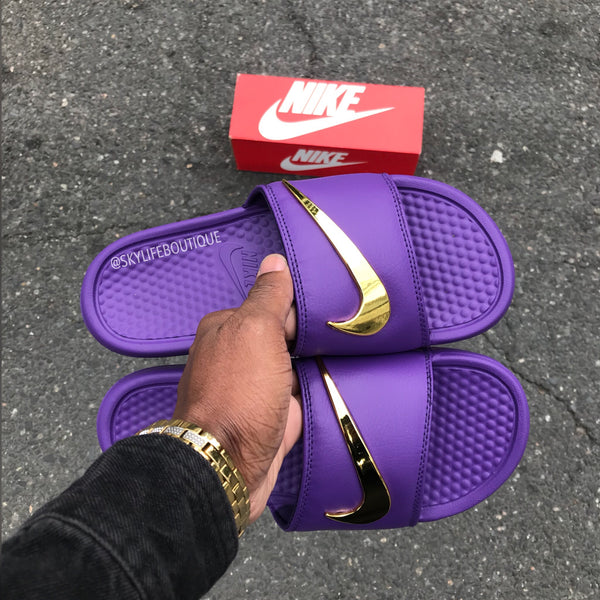 Nike Benassi Purple Haze Gold Check Slides